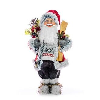 Dekorácia MagicHome Vianoce, Santa s lyžami a drevom, 60 cm 8090562