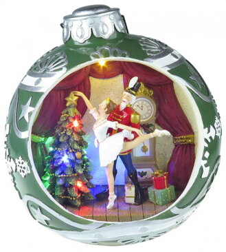 Dekorácia MagicHome Vianoce, Balet v guli, 7 LED, farebná, s melódiami, 3xAA, interiér, 30,50x26,50x 8090890