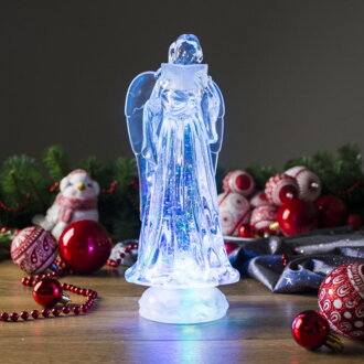 Dekorácia MagicHome Vianoce, Anjel, LED, meniaca farby, s plávajúcimi trblietkami, PE, 3xAAA, 10x25 8091146