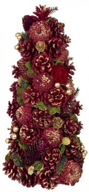Stromček MagicHome Vianoce, ozdobený, prírodný, červeno-zlatý, 40 cm 8090779