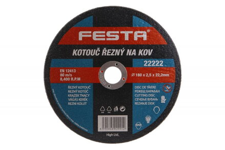 Kotúč 180 x 2,5 x 22,2 mm na kov Festa 22222