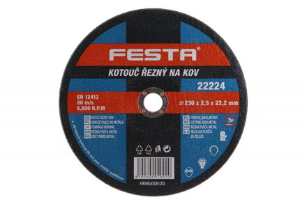 Kotúč 230 x 2,5 x 22,2 mm na kov Festa 22224