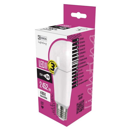 LED žiarovka Classic A67 20W E27 neutrálna biela ZQ5181