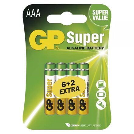 Alkalická batéria GP Super LR03 (AAA) 1bal./8ks B13118