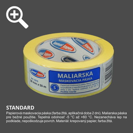 Maliarska maskovacia páska žltá Standard 38mm x 50m 0315