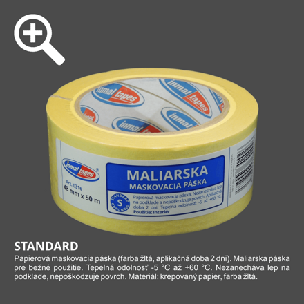 Maliarska maskovacia páska žltá Standard 48mm x 50m 0316