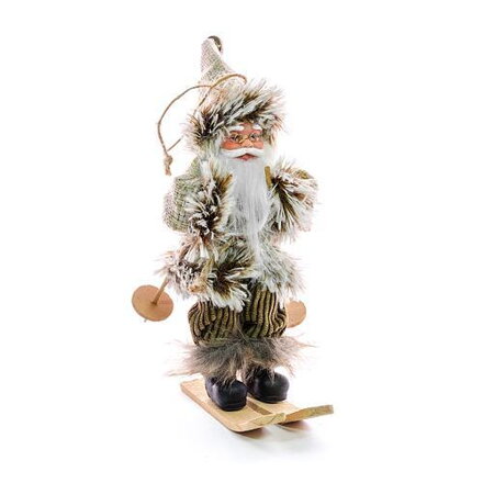 Dekorácia MagicHome Vianoce, Santa na lyžiach, závesný, 18 cm 8090579