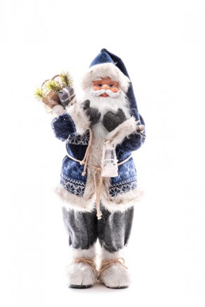Dekorácia MagicHome Vianoce, Santa s batohom a lampášom, 46 cm 8091014