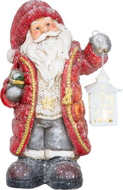 Dekorácia MagicHome Vianoce, Santa s lampášom, LED, keramika, 2xAAA, 26x18x42 cm 8091411