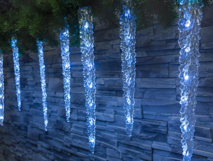 Reťaz MagicHome Vianoce Icicle, L-2,7m, 65 LED ľadovo modrá, 8 funkcií, 230 V, 50 Hz, IP44, exteriér, osvetl 8091130