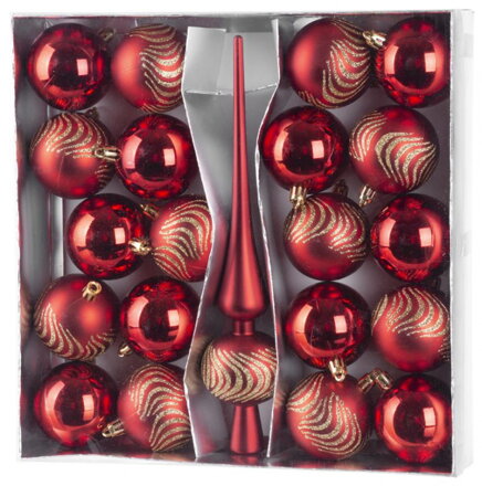 Gule MagicHome Vianoce, sada, 21 ks, 6 cm, červené, špic, na vianočný stromček 8091056