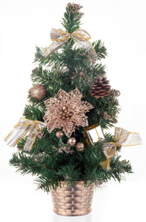 Stromček MagicHome Vianoce, ozdobený, bronzový, 40 cm 8090989