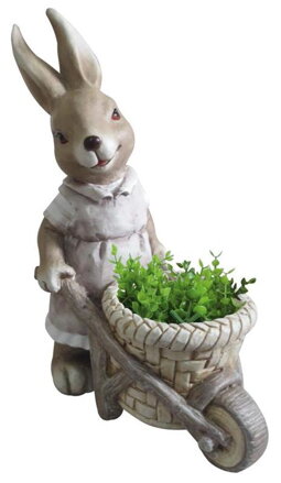 Dekoracia Gecco 8667, Zajačik s fúrikom, magnesia, 49 cm 8090622