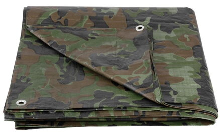 Plachta Tarpaulin Khaki 3x5 m, 80 g/m, zakrývacia, oliva/kamufláž, s okami  2170082 