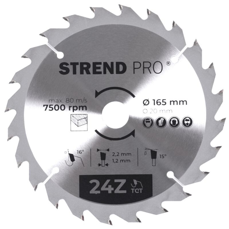 Kotúč Strend Pro TCT 165x2.2x20/16 mm 24T, na drevo, pílový, SK plátkami  2232020 