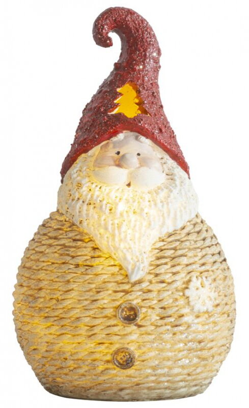 Postavička MagicHome Vianoce, Santa okrúhly malý, LED, polyresin, 19,5 cm 8090090