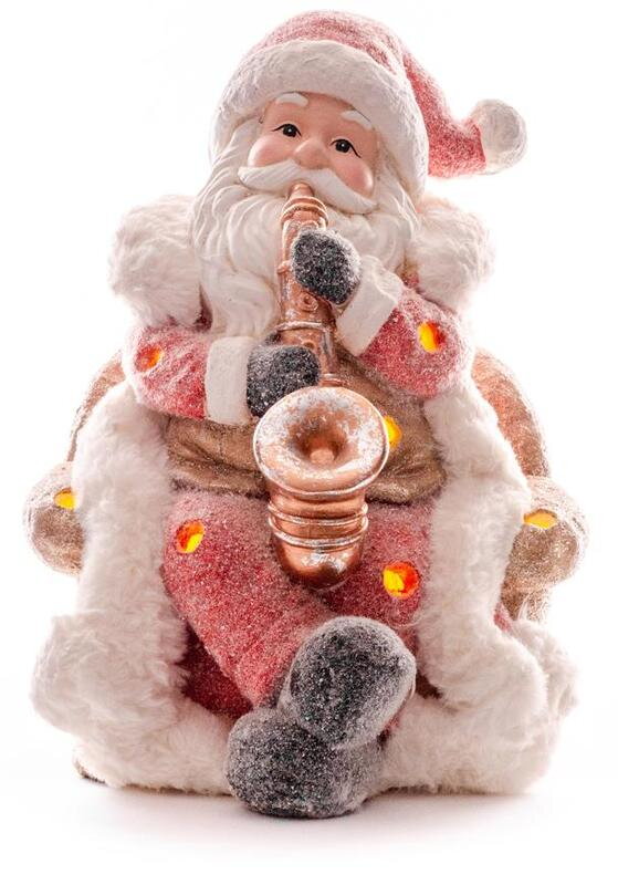 Dekorácia MagicHome Vianoce, Santa so saxafónom, LED, 3xAAA, 28x27x36 cm 8090701