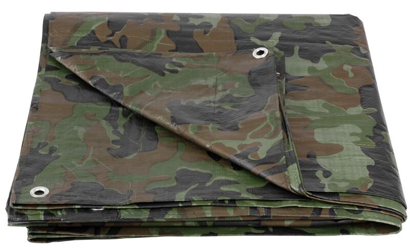 Plachta Tarpaulin Khaki 4x6 m, 80 g/m, zakrývacia, oliva/kamufláž, s okami  2170025  