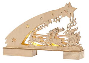 Dekorácia MagicHome Vianoce Woodeco, Servitník so Santom, 5 LED, 22x5x15 cm 8090128