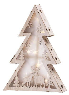Dekorácia MagicHome Vianoce Woodeco, Stromček, 10 LED, 29x6x40 cm 8090133