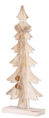 Dekorácia MagicHome Vianoce Woodeco, Stromček biely, bal. 2 ks, 11x30 cm 8090134