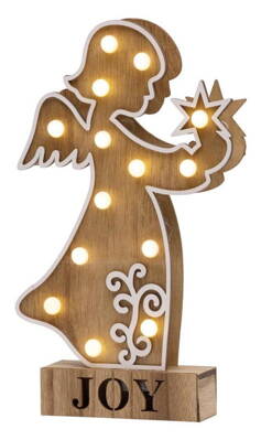 Dekorácia MagicHome Vianoce Woodeco, Anjel, 14 LED, 19x33 cm 8090138