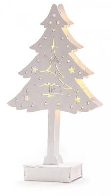 Dekorácia MagicHome Vianoce Woodeco, Stromček s podestou, 8 LED, 22x38 cm 8090148