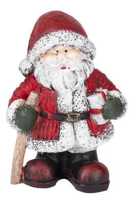 Postavička MagicHome Vianoce, Santa držiaci darčeky s palicou, polyresin, 15 cm 8090064