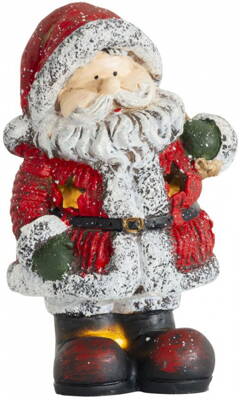 Postavička MagicHome Vianoce, Santa držiaci batoh, 2 LED, polyresin, 13x11x22 cm 8090066