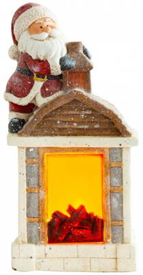 Dekorácia MagicHome Vianoce, Santa s kozubom, 9 LED, 3xAA, keramika, 27,50x19x51 cm 8090927