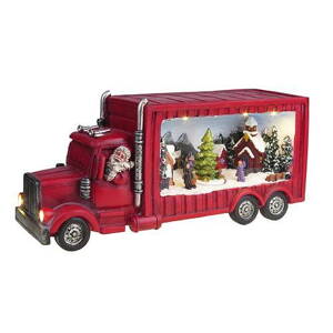 Dekorácia MagicHome Vianoce, Vianočný kamión, 6 LED biela, polyresin, 3xAA, interiér, 33x10x15 cm 8090286