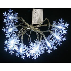 Reťaz MagicHome Vianoce SnowFlake, 10 LED studená biela, jednoduché svietenie, 2xAA, IP20, interiér, 2170445