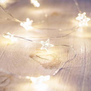 Reťaz MagicHome Vianoce Micro Star, 20 LED teplá biela, jednoduché svietenie, 3xAA, interiér, osvetl 8090260