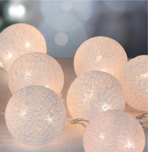 Reťaz MagicHome Cotton Balls White, 10 LED teplá biela, PE/bavlna, 2xAA, jednoduché svietenie, osvet 8091151