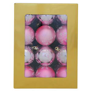 Gule MagicHome Vianoce, 24 ks, ružové, so striebornými vločkami, 6 cm 2170412