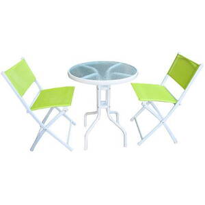 Set zahradny GARDENIA GREEN, stôl 60x70 cm, 2x stolička 46x56x85 cm, zeleny  802088 